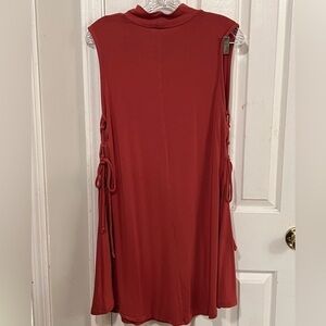 Wishlist sleeveless high neck open sides that lace up in burnt orange